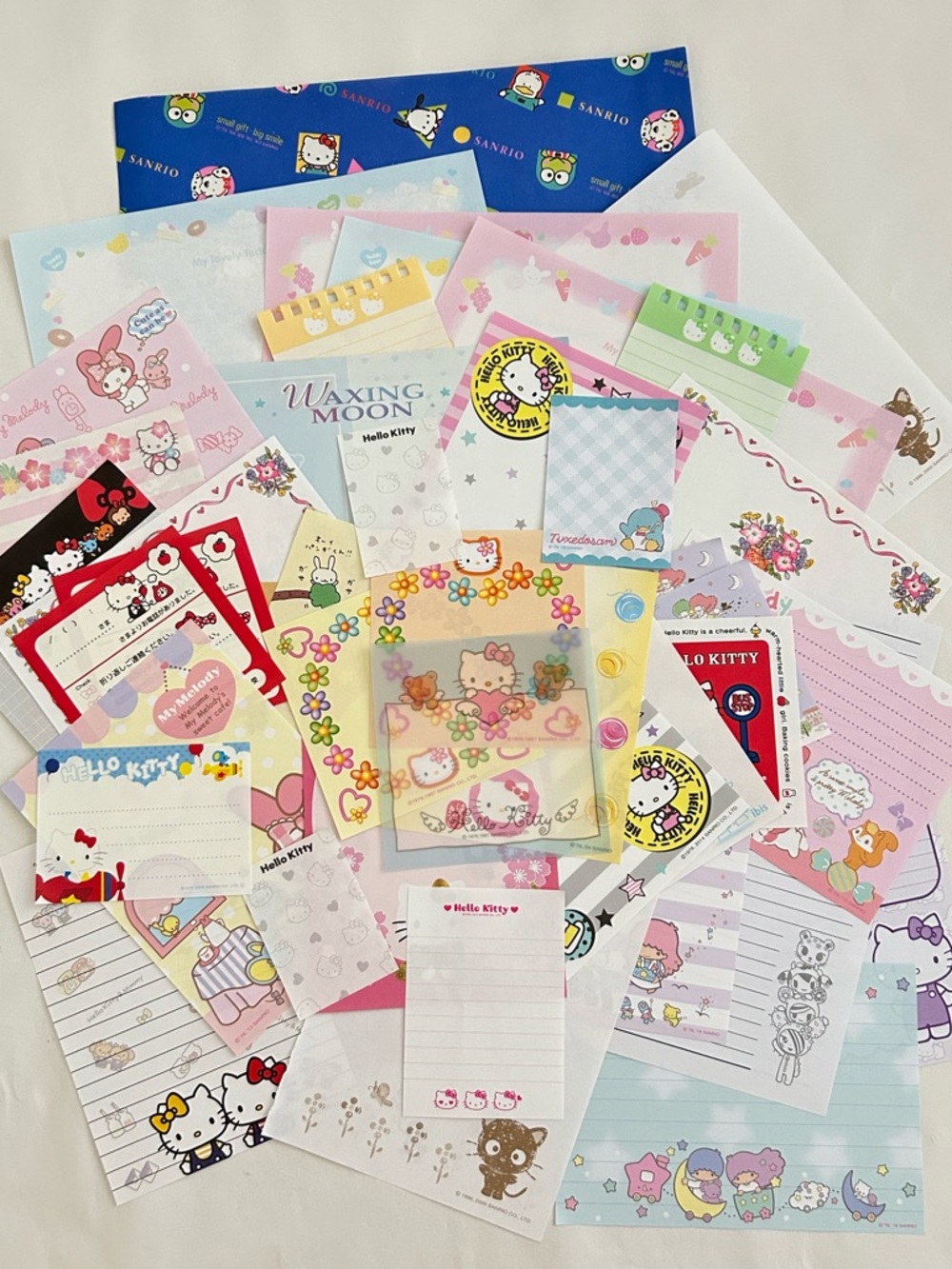 Lot of Sanrio & Kawaii Stationery Memo Papers 40 Sheets & Sanrio Paper Bag